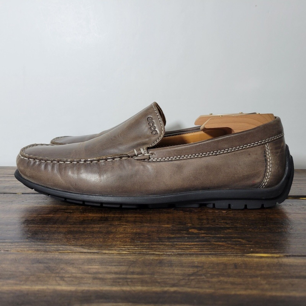 Ecco Men's Driver Loafer Shoes Brown Leather LATEX Slip On Size EU42 / US 8-8.5